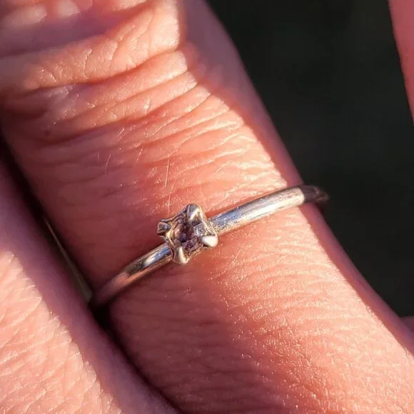 Dainty minimalist smoky topaz stamped STER silver ring - Picture 15 of 15